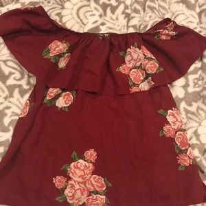Off the shoulder floral shirt